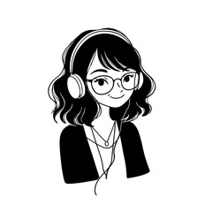 YouTuber. YouTuber simple black and white line art vector logo