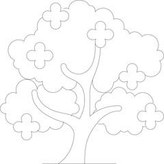 Outline Of A Spring Tree With Dotted Lines On A Transparent Background Representing Growth And Nature In A Minimalist Style