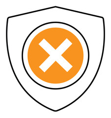 Obraz premium Orange circle with white cross inside a shield outline protection security