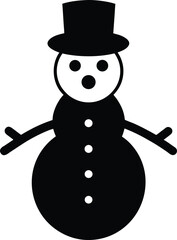 Snowman Silhouette Simple Snow Man Figure Winter Icon Frosty Character Cold Weather Symbol Festive Season Outline Vector Art