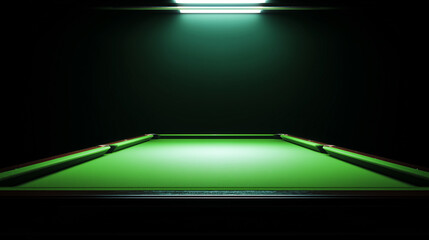 Green snooker table under spotlight in dark billiard room