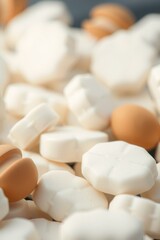 Abstract white and brown candy shapes background, no people, AI generated, kawai.