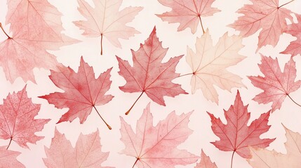 Pink maple leaves, pink fallen leaves
