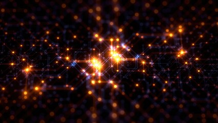 Naklejka premium Abstract Glowing Particles Digital Network Background.