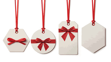 Gift Tags with Red Bows and Ribbons labels