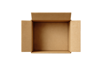 Empty cardboard box, open top