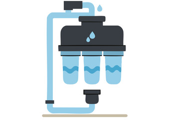 Clean illustration of a rain filter system. Modern, flat design with blue accents. Ideal for water, sustainability, or environmental themes. Simple, clear composition.