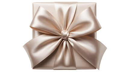 Elegant champagne satin bow isolated on transparent background