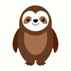 Obraz premium Sloth cartoon object on a white background vector illustration