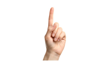 Hand with index finger pointing up against black background concept