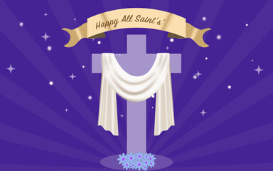 All Saints Day Vector Illustration, All Saints Day Vector wallpaper, All Saints Day image with cross