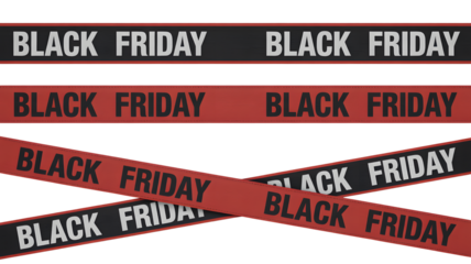 Black friday sale warning tape isolated on transparent background