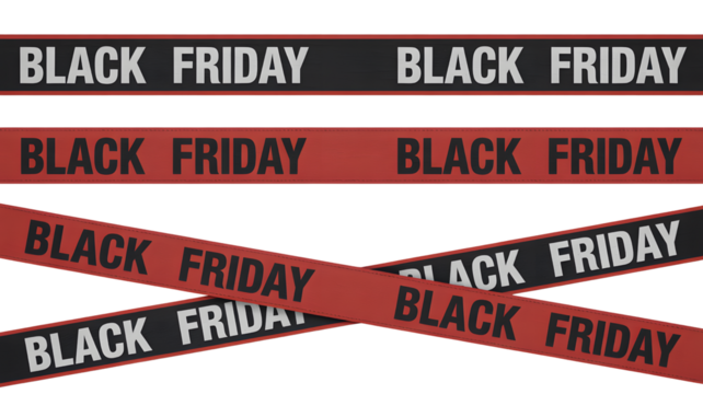 Black friday sale warning tape isolated on transparent background
