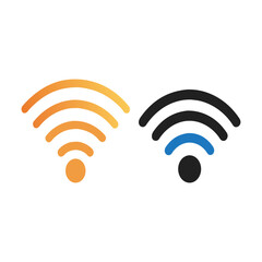 Two wi fi signal icons one orange and one black and blue