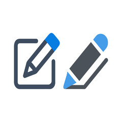 Two stylized pencil icons representing editing and writing concepts