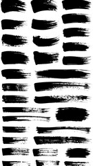 Assortment of black brushstrokes on a white background