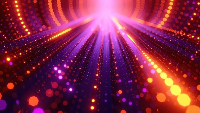 Futuristic Abstract Tunnel of Glowing Pink and Orange Lights.