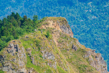 Tarey Bhir point,favourite tourist spot, Sikkim,India. A long path on the hills, a breathtaking viewpoint at the end of the edge, tourists get spectacular view of Himalayan mountains in front of them.
