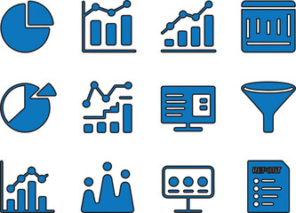 Collection of Analytical Charts and Graphs Representing Data Trends and Performance Metrics