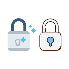 Two stylized padlocks one shiny and secure the other simple