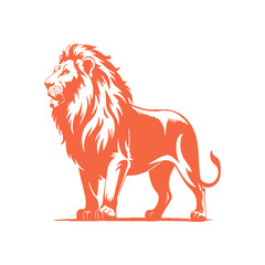 Majestic lion silhouette with flowing mane in orange hues