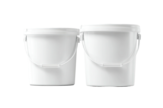 Two white plastic buckets (5)