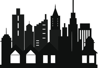 Obraz premium City Skyline Silhouette Icon on white background