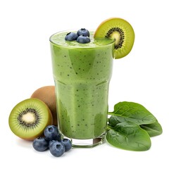 Green smoothie with kiwi blueberries and spinach fruit