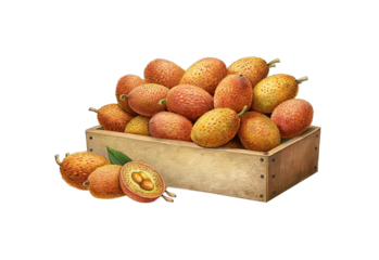 Gac fruit overload A wooden crate brimming with nutritious vibrant fruits