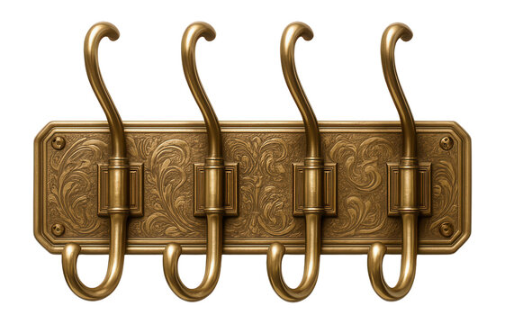 Vintage-style engraved brass hook board, ideal for showcasing hats in your home.