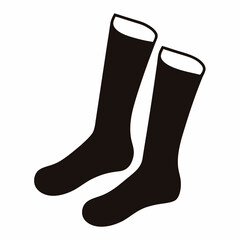 Two tall black socks in a simple vector illustration style
