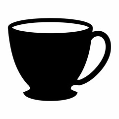 Stylized black silhouette of a teacup or coffee cup with liquid
