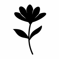 Elegant floral silhouette of a single flower on a long stem illustration