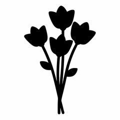 Elegant silhouette bouquet of flowers with minimalistic style against white backdrop