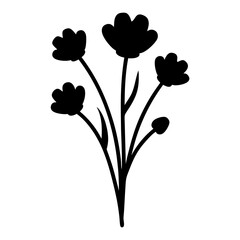 Simple botanical illustration of a flower arrangement in black and white color