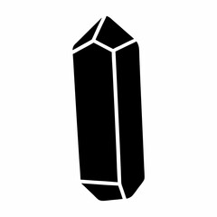Single, striking black and white vector illustration of a mineral crystal