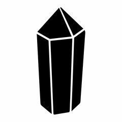 Monochrome geometric crystal drawing representing minerals, gemstones, or fantasy concepts