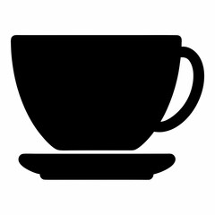 Stylized black silhouette of a coffee or tea cup and saucer