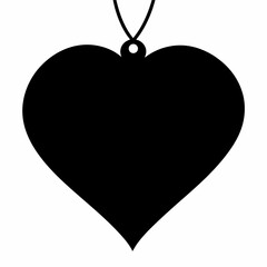 Fototapeta premium Elegant black heart pendant necklace showcasing minimalist design on a white backdrop