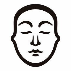 Monochrome illustration of a human face with closed eyes and serene expression
