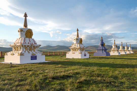 Buddhist stupas on the territory of Yangazhinsky Datsan. Orongoy, Buryatia