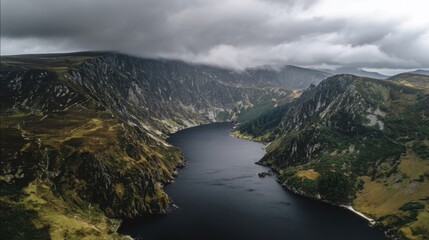 Mountain view over calm lake