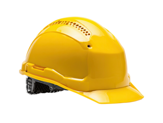 Bright yellow hard hat, safety