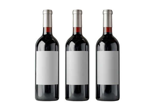 Three wine bottles with blank labels (5)