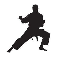 Karate Front Stance Silhouette Vector  Martial Arts Zenkutsu Dachi Training Icon
