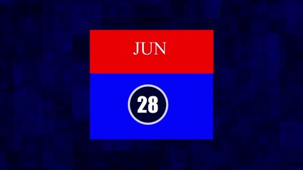 JUN 28 Calendar Icon Animation – Schedule, Appointment & Important Date Concept