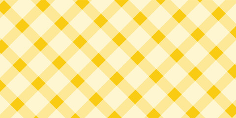 Yellow gingham or vichy pattern. Autumn or Thanksgiving day textile print for tabletop, picnic blanket, basket napkin, shirt or handkerchief. Cotton, linen or flannel design. Vector flat illustration.