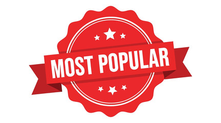 Vector art of most popular red badge with stars a symbol of trending, favorite, and highly rated, ideal for highlighting top products and services in promotions