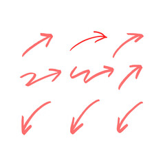 Hand-drawn navy blue arrows collection. Diverse directional elements including curved, wavy, spiral, straight, and zigzag arrows on white background. Perfect for presentations, infographics, flowchart