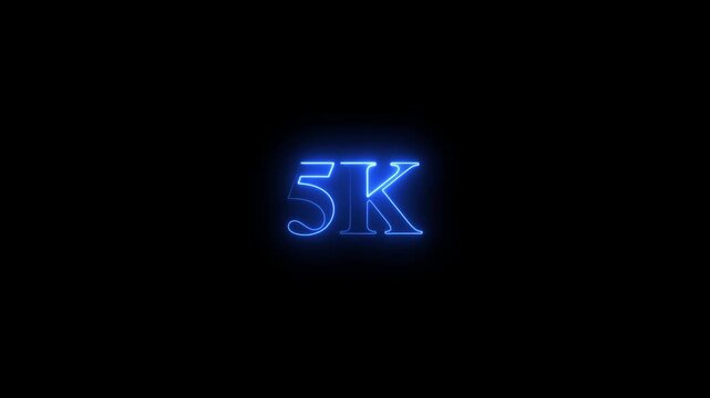 Thank you 5k followers. realistic neon sign animation. Confetti celebrate party effects, social media milestone motion graphics animation. 4k